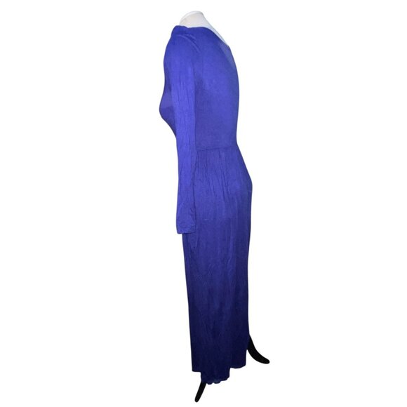Womens Long-Sleeve Royal Blue Maxi Dress Sz Medium Stretchy Fabric Scoop Neck Ca - Picture 4 of 11